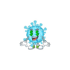 Rich fever coronavirus with Money eye mascot character concept