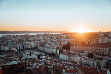 Fototapeta na wymiar City of Lisbon at the beautiful sunset. Travel destination.