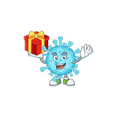 A mascot design style of fever coronavirus showing crazy face