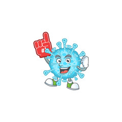 Fever coronavirus presented in cartoon character design with Foam finger