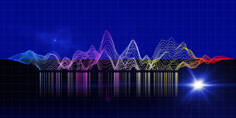 Music abstract equalizer wave background.  Sound  color lines concept. Sound wave color concept. Equalizer with color gradient lines sound and music waves.