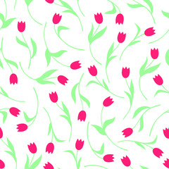 Vector illustrations of tulips flowers pattern seamless