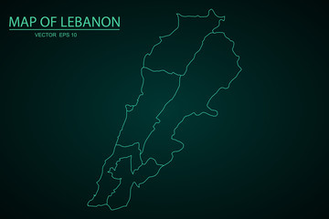 High detailed blue map of Lebanon, Map of Lebanon - Blue Geometric Rumpled Triangular , Polygonal Design For Your. Vector illustration eps 10. - Vector