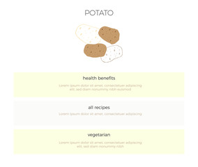 Vector hand drawn potato. Healthy nutrition, vegetarians, vegans. Vegetables.