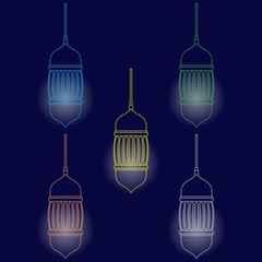 Ramadan Lantern Design in Set for Creative Concept of  Islamic Celebration.