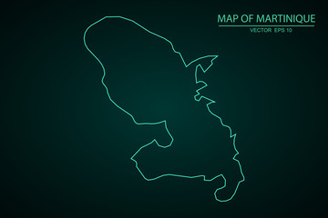 High detailed blue vector map – Martinique map. - Vector