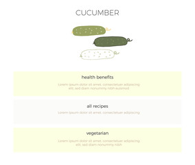 Vector hand drawn vegetables, cucumbers. For healthy nutrition companies, vegetarians, vegans.