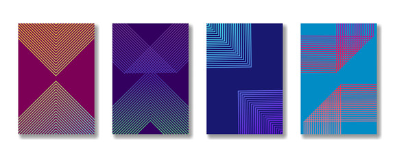 Minimalistic abstract covers design with abstract lines. Colorful halftone geometric gradients for Banner, Placard, Poster, Flyer. vector