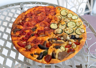 Homemade Pizza. A wonderful mix of flavors and colors. A feast for the eyes and palate