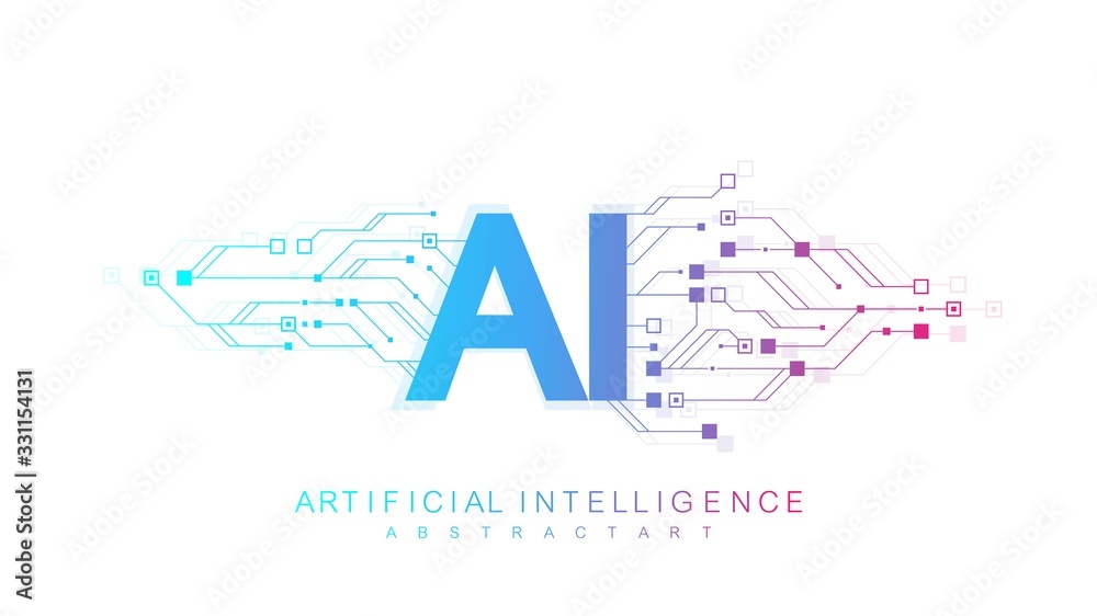Aufkleber Artificial Intelligence Logo, Icon. Vector symbol AI, deep learning blockchain neural network concept. Machine learning, artificial intelligence, ai.