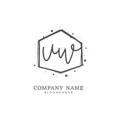 Handwritten initial letter U W UW for identity and logo. Vector logo template with handwriting and signature style.