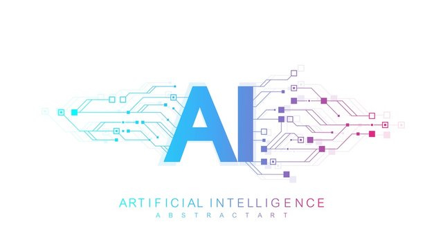 Artificial Intelligence Logo, Icon. Vector symbol AI, deep learning blockchain neural network concept. Machine learning, artificial intelligence, ai.