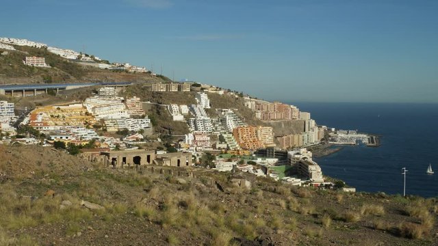 Tabaiba town with houses on the cliffs, Tenerife