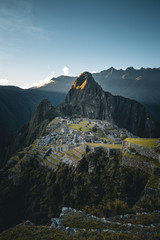 view of Machu Picchu at sunset