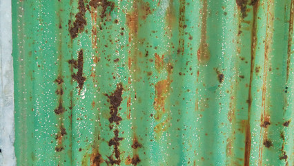 rustic corrugated metal steel roof with patina effect