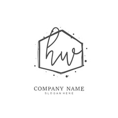Handwritten initial letter H W HW for identity and logo. Vector logo template with handwriting and signature style.