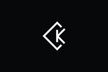 Minimal elegant monogram art logo. Outstanding professional trendy awesome artistic K CK KC initial based Alphabet icon logo. Premium Business logo White color on black background