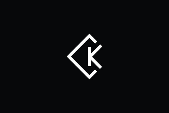 Minimal elegant monogram art logo. Outstanding professional trendy awesome artistic K CK KC initial based Alphabet icon logo. Premium Business logo White color on black background