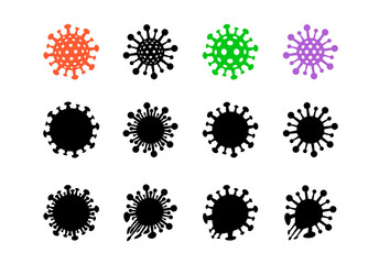 Set of bacteria, virus icon and symbol, vector
