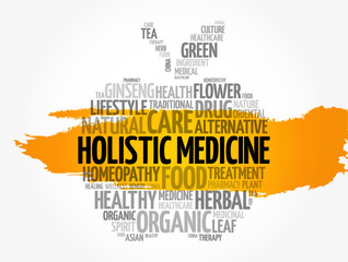 Holistic medicine apple word cloud, health concept background