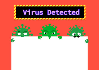 Virus in Email and  document with space, vector