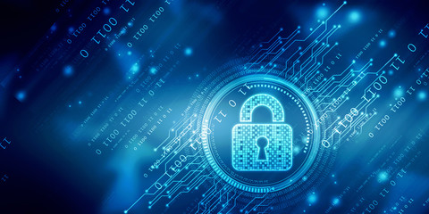 2d illustration Safety concept: Closed Padlock on digital background