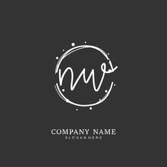 Handwritten initial letter N W NW for identity and logo. Vector logo template with handwriting and signature style.