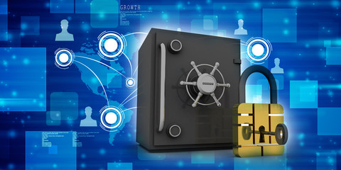 key and lock . 3D illustration