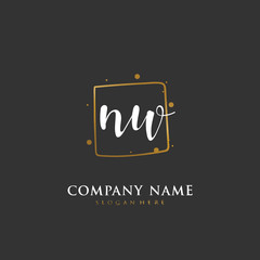 Handwritten initial letter N W NW for identity and logo. Vector logo template with handwriting and signature style.