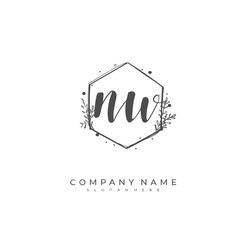 Handwritten initial letter N W NW for identity and logo. Vector logo template with handwriting and signature style.