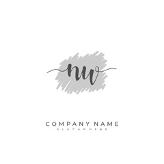 Handwritten initial letter N W NW for identity and logo. Vector logo template with handwriting and signature style.