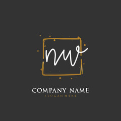 Handwritten initial letter N W NW for identity and logo. Vector logo template with handwriting and signature style.