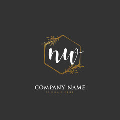Handwritten initial letter N W NW for identity and logo. Vector logo template with handwriting and signature style.