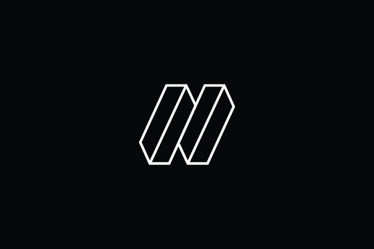 Minimal elegant monogram art logo. Outstanding professional trendy awesome artistic 3D N NN initial based Alphabet icon logo. Premium Business logo White color on black background