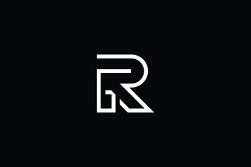Minimal elegant monogram art logo. Outstanding professional trendy awesome artistic R RG GR initial based Alphabet icon logo. Premium Business logo White color on black background - obrazy, fototapety, plakaty