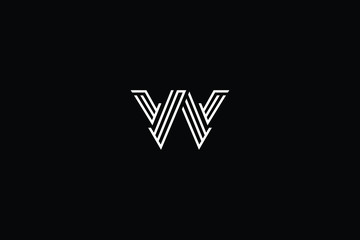 Minimal elegant monogram art logo. Outstanding professional trendy awesome artistic W WW WA AW initial based Alphabet icon logo. Premium Business logo White color on black background