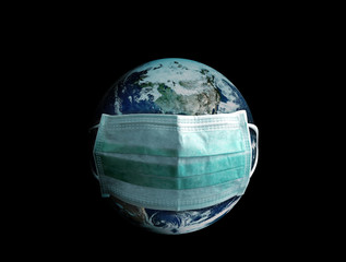 save the earth wearing medical mask to protect pandamic