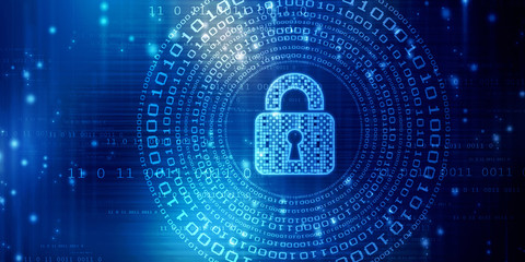 2d illustration Safety concept: Closed Padlock on digital background