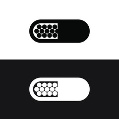 Vector illustration of an antibiotic. Black and white image of a medicine capsule.