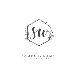 Handwritten initial letter S W SW for identity and logo. Vector logo template with handwriting and signature style.