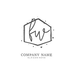 Handwritten initial letter F W FW for identity and logo. Vector logo template with handwriting and signature style.
