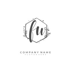 Handwritten initial letter F W FW for identity and logo. Vector logo template with handwriting and signature style.