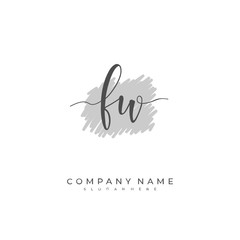 Handwritten initial letter F W FW for identity and logo. Vector logo template with handwriting and signature style.