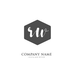 Handwritten initial letter R W RW for identity and logo. Vector logo template with handwriting and signature style.