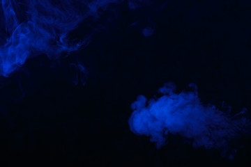 blue smoke on a black background, suitable for advertising a hookah, vape, car smoke, photo shoot or creating a different atmosphere
