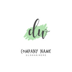 Fototapeta na wymiar Handwritten initial letter D U DU for identity and logo. Vector logo template with handwriting and signature style.