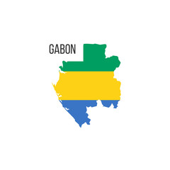 Obraz premium Gabon flag map. The flag of the country in the form of borders. Stock vector illustration isolated on white background.