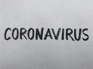 "Coronavirus" on textured wall  background