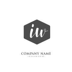 Handwritten initial letter I W IW for identity and logo. Vector logo template with handwriting and signature style.
