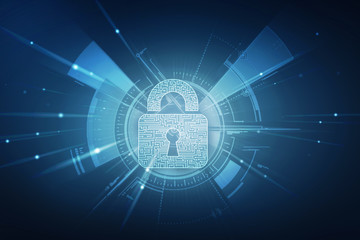 2d illustration Safety concept: Closed Padlock on digital background